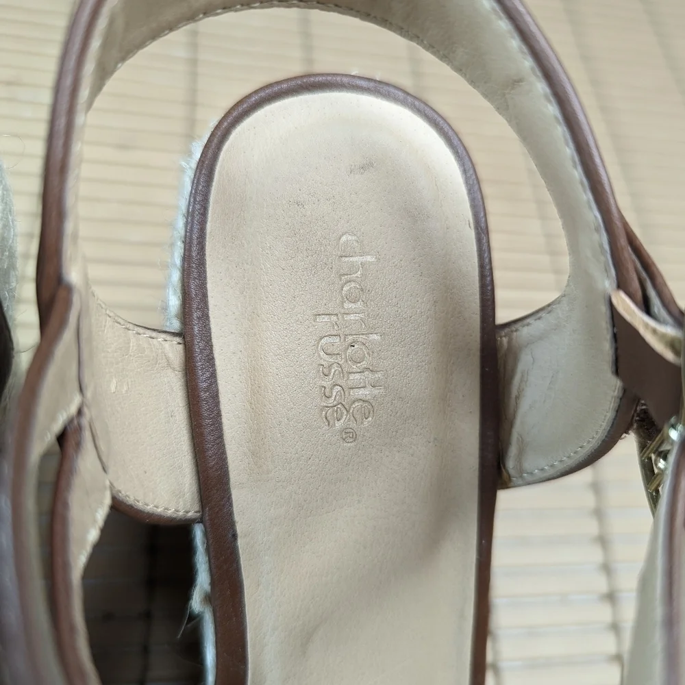 Charlotte Russe Brown Vegan Leather Espadrilles Platform Wedge 5